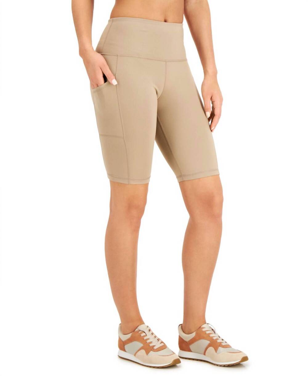 NEW IDEOLOGY women's high-rise pocket bike shorts in coconut palm